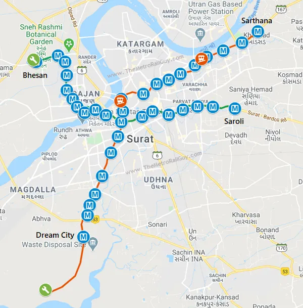 Surat Metro route